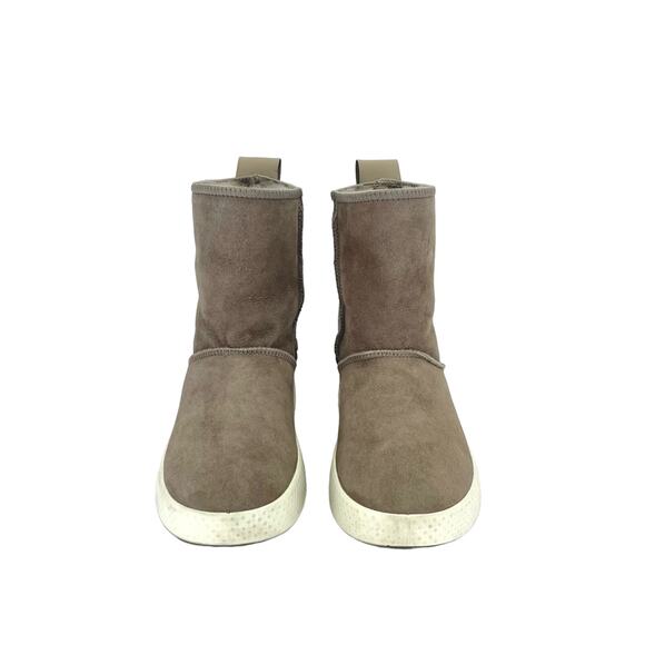 Ecco Women Taupe Winter Boot Size 5-5.5 Leather Shearling Lined Foldable Bootie - Picture 11 of 16